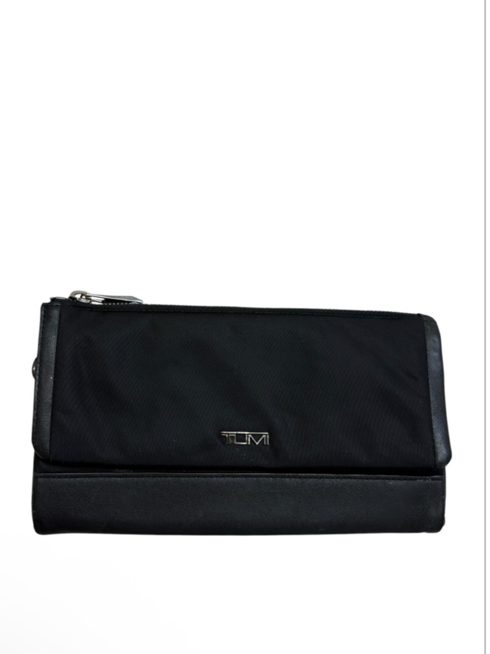 TUMI voyageur black nylon and leather travel wallet